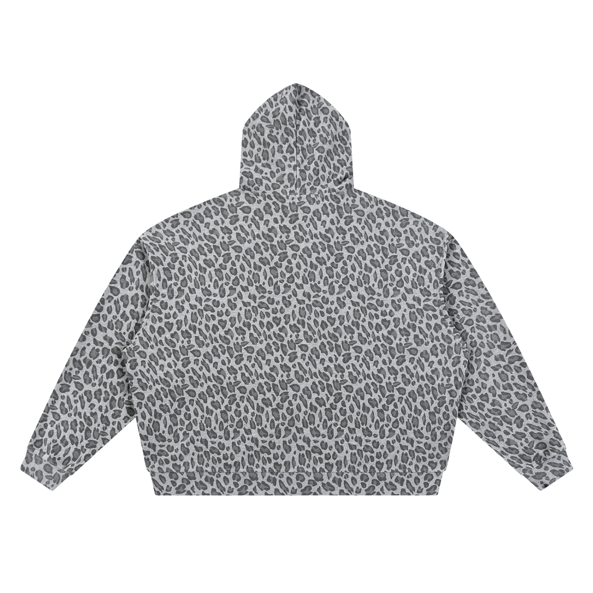Unisex Leopard Print Waffle Full Zip Hoodie