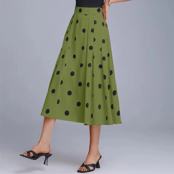 Draping Polka Dot Skirt Women's Summer Style