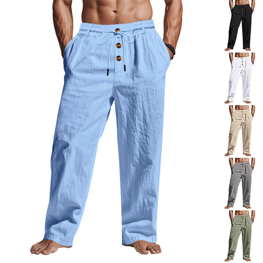 Men's Trousers Breathable Skin-Friendly Loose Fit Casual Beach Pants For Sports Summer