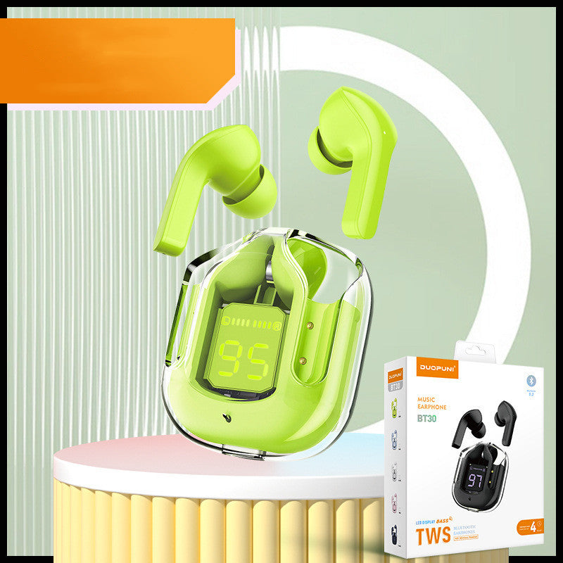Nouveaux mini écouteurs Bluetooth sans fil transparents avec affichage numérique et réduction de bruit ENC, véritablement sans fil pour le sport et la musique