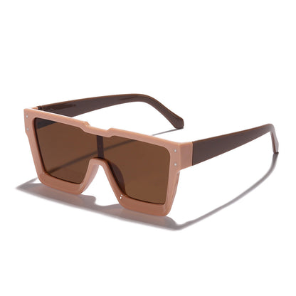 Nouvelles lunettes de soleil personnalisées à grande monture européennes et américaines, lentille monobloc, style INS, lunettes de sport