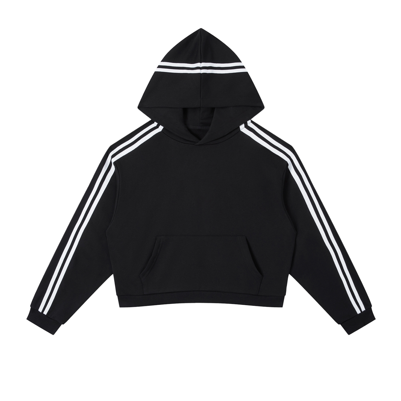Contrast Side Stripe Cropped Hoodie 340GSM