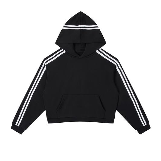 Contrast Side Stripe Cropped Hoodie 340GSM