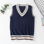 Thick V-neck Pullover Woolen Student Sleeveless School Uniform Sweater Vest