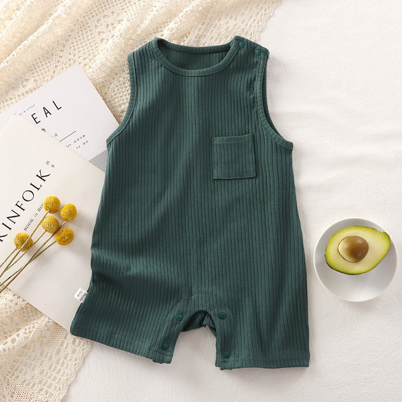 Baby Solid Color Breathable Cotton Jumpsuits