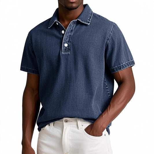 Polo homme uni à revers coupe vintage - Manches courtes