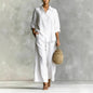 Women's Cotton And Linen Wide-leg Pants Suit