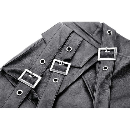Dark in Love Chaos Reign Faux Leather Goth Mini Skirt in Black