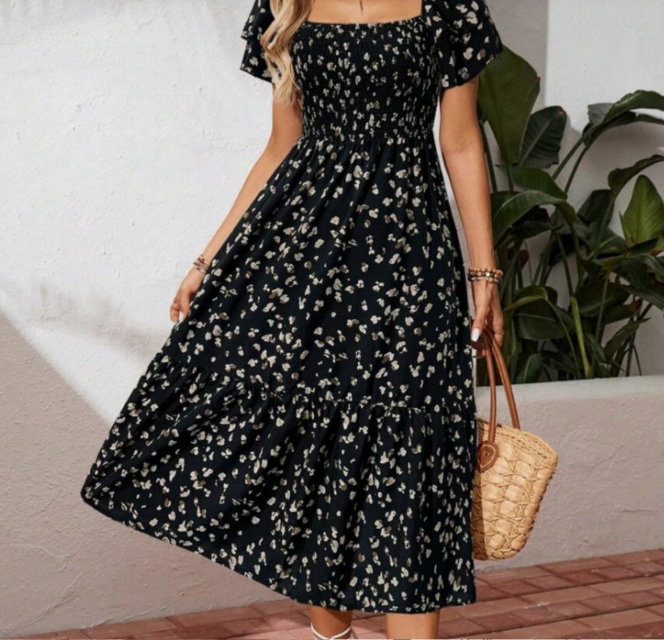 Women’s Halter Ruffle Print Dress