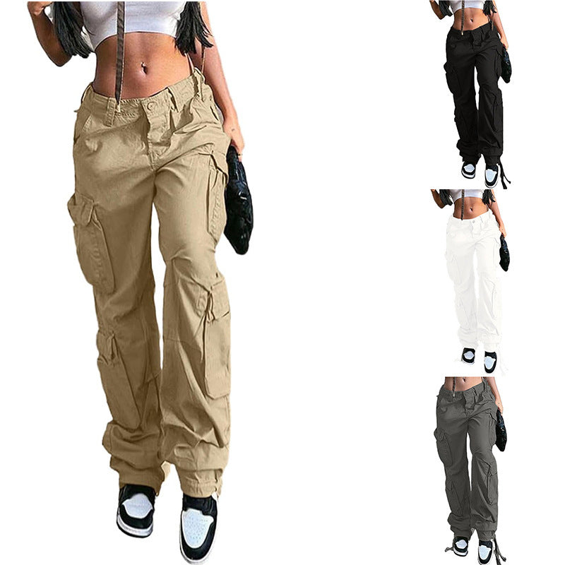 Women's High Waist Pocket Straight-leg Pants