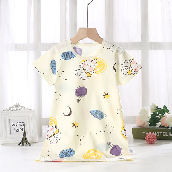 Chemise de nuit pour fille en pur coton, fine, d'été, pour la maison