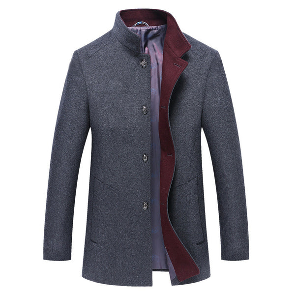Men's Mid-Length Wool Trench Coat