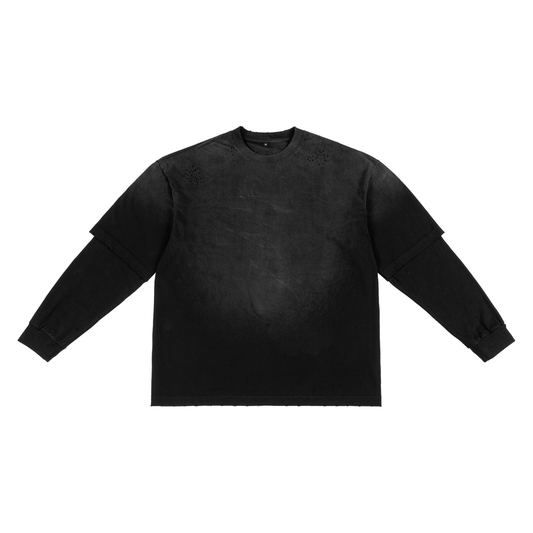 Sunfade Hand-Frayed Faux Two-Piece T-Shirt
