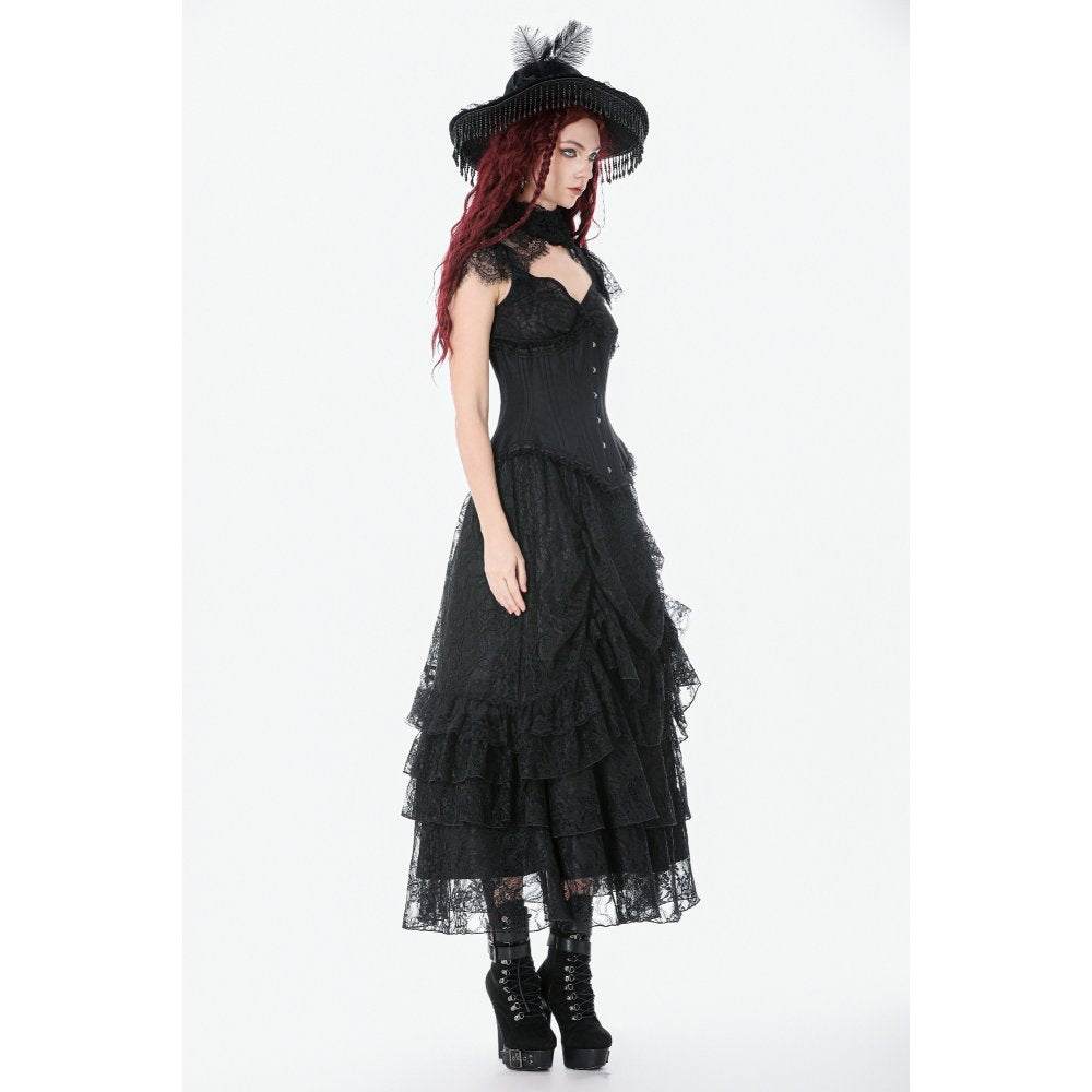Corset long Talia Gothic Dark in Love avec baleines en métal