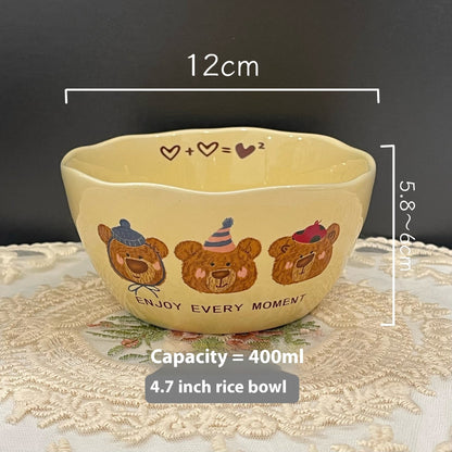Cute Modern Three Bear Ceramic Tableware Suit