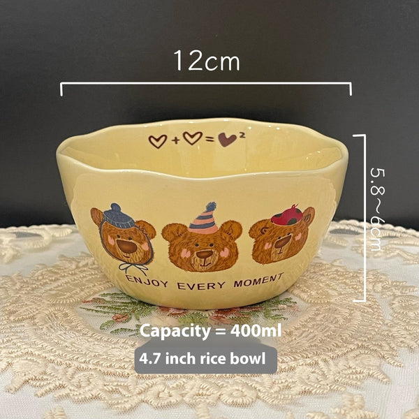 Cute Modern Three Bear Ceramic Tableware Suit