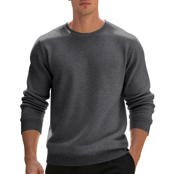 Fleece-lined Crew Neck Sweater Male Loose Casual Top