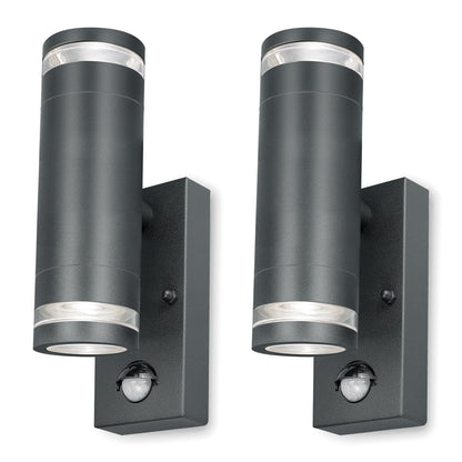 4lite Marinus GU10 Bi-Directional Outdoor Wall Light with PIR - Anthracite
