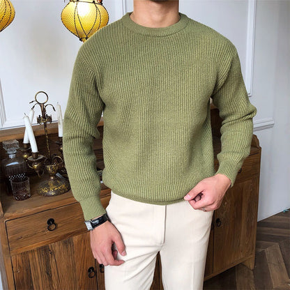 Mens Long Sleeve Casual Round Neck Sweater
