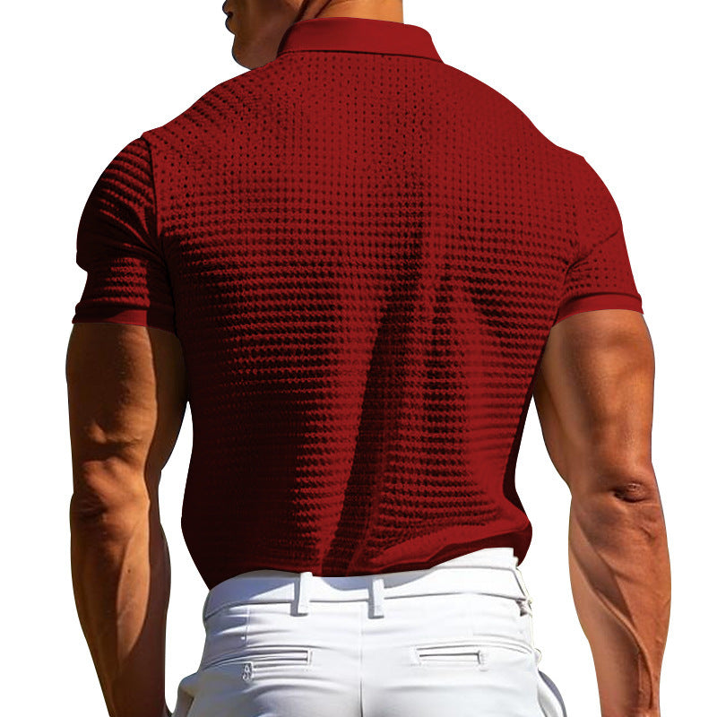 Waffle Short Sleeve Polo Shirt Men's