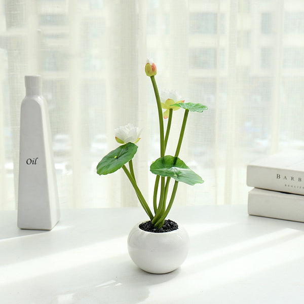 Mid-round Lotus Artificial Flower Bonsai - Stuffs & Savers