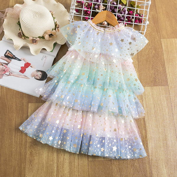 Girls' Rainbow Tulle Princess Dress