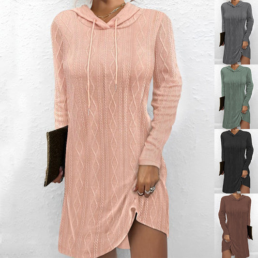 Womens Hooded Pullover Knitted Dress