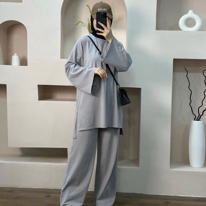 Solid Color Loose Two-piece Suit