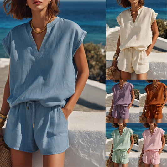 Casual Resort-style Top And Shorts Set