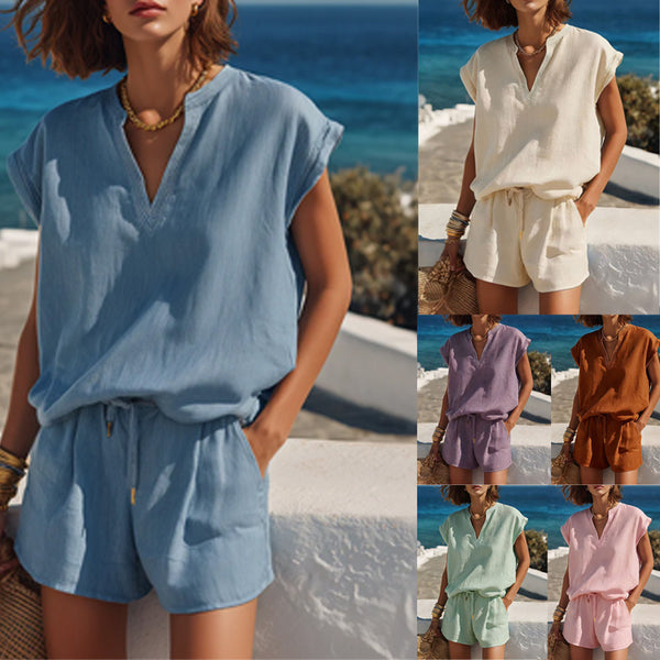 Casual Resort-style Top And Shorts Set