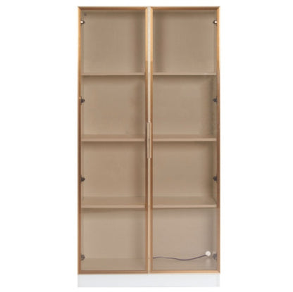 LED Display Cabinet, Clear Display Case For Figures, Storage Shelves With Tempered Glass Door, Storage Cabinet Floor Standing Transparent Showcase 160x80x40 Cm White
