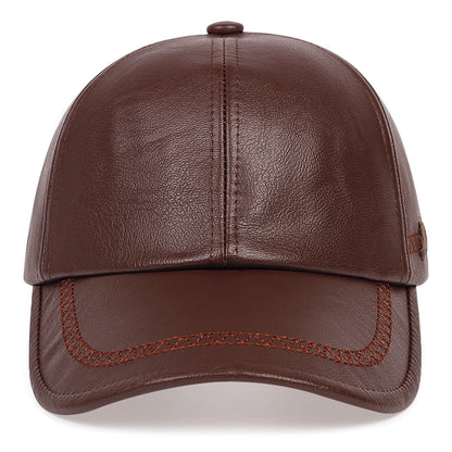 Men's Faux Leather Baseball Cap | Dome Crown Adjustable Hat