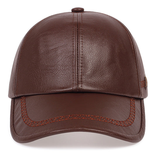 Men's Faux Leather Baseball Cap | Dome Crown Adjustable Hat
