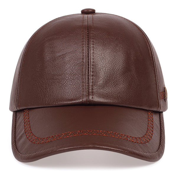 Men's Faux Leather Baseball Cap | Dome Crown Adjustable Hat