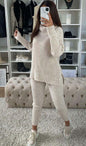 Knitted Ribbed Polo High Neck  Loungewear