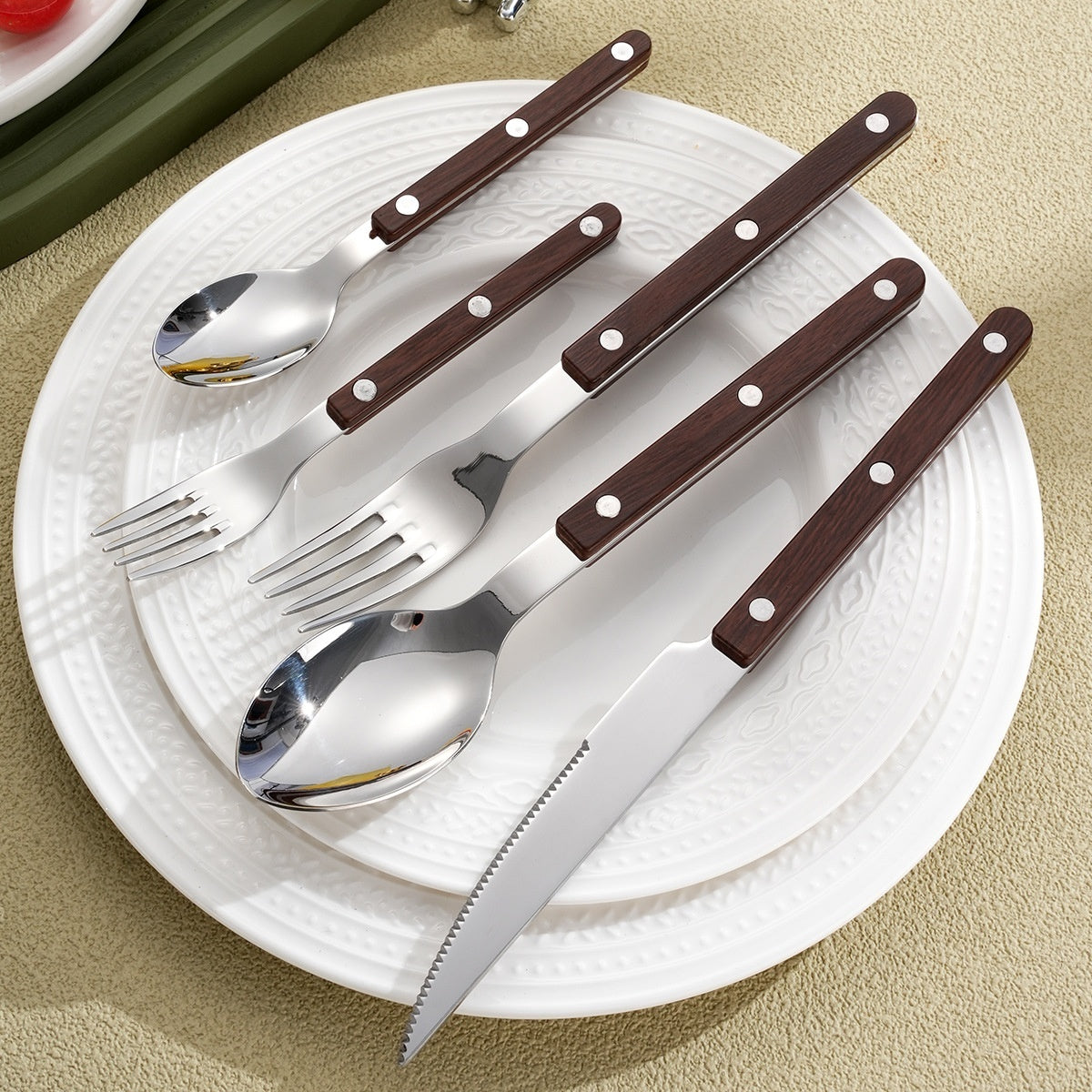 Stainless Steel Tableware Clip Handle Hotel Western Dinner Set