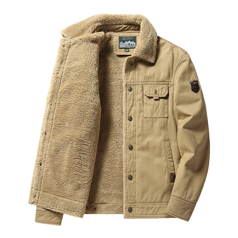 Fleece-lined Thickened Polo Collar Jacket