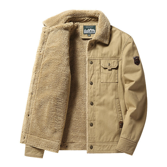 Fleece-lined Thickened Polo Collar Jacket