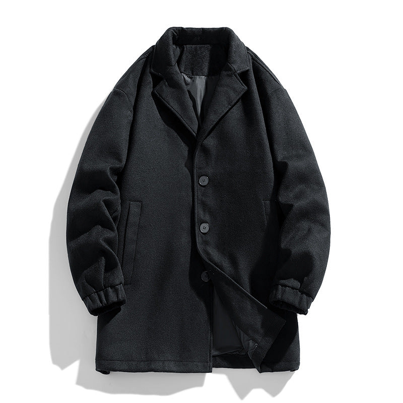Men's Loose Mid-length Woolen Trench Coat