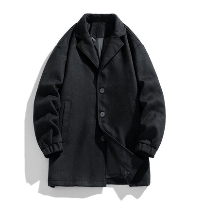 Men's Loose Mid-length Woolen Trench Coat