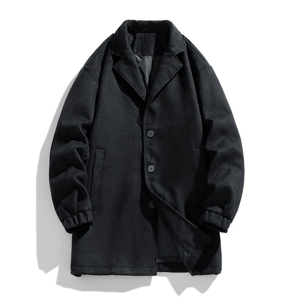 Trench-coat ample mi-long en laine pour homme