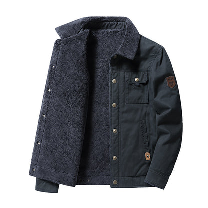 Fleece-lined Thickened Polo Collar Jacket