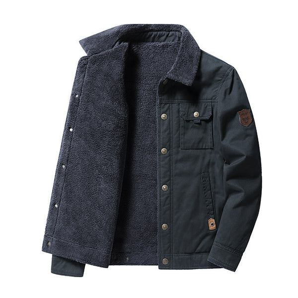 Fleece-lined Thickened Polo Collar Jacket