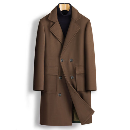 Men Double Breasted Mid-length Coat