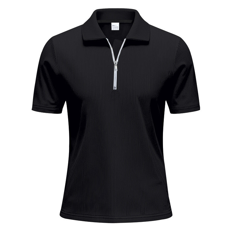 Men's Corduroy Half-Zip Polo Shirt - Short Sleeve
