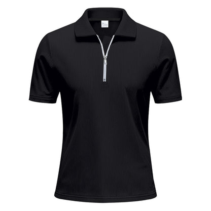 Men's Corduroy Half-Zip Polo Shirt - Short Sleeve