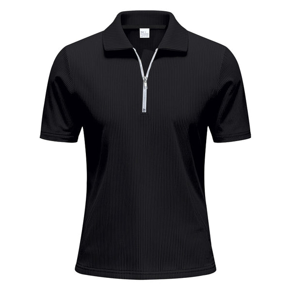 Polo zippé en velours côtelé à manches courtes pour homme