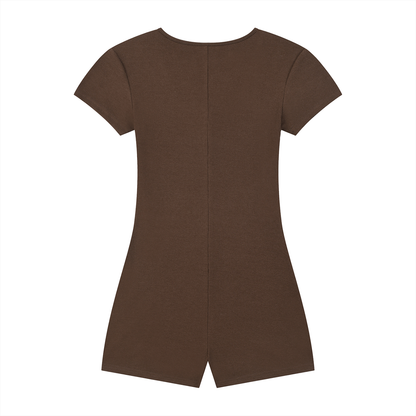 Women's Dual-Function Cape Tie-Waist Romper 250GSM
