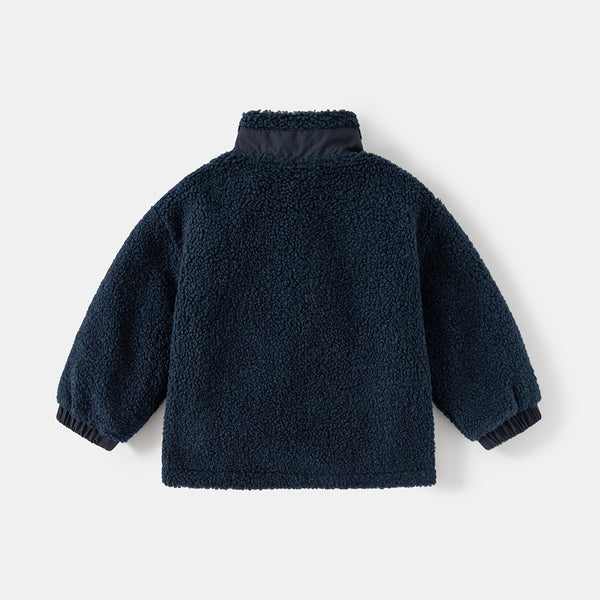 Fleece Stand Collar Stitching coat