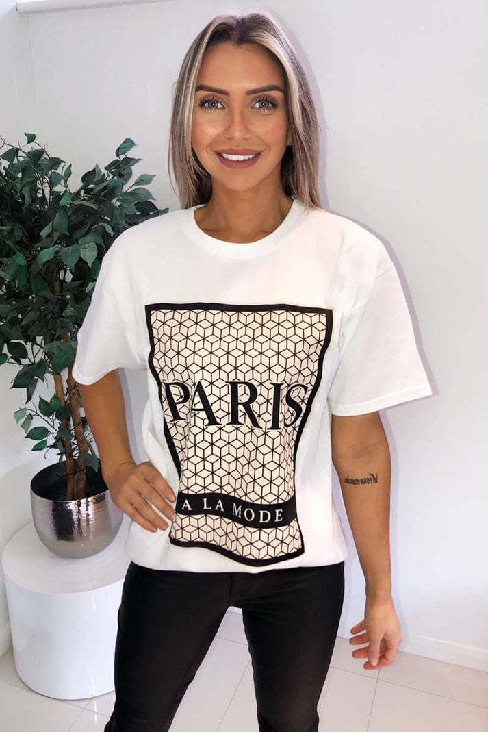 Womens Oversized Paris Short Sleeves T Shirt